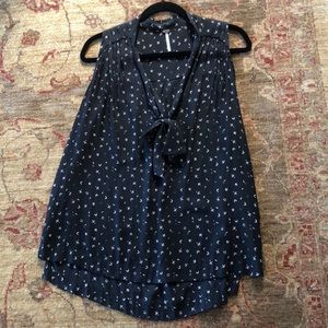 EUC Free people v neck sleeveless blouse with neck tie